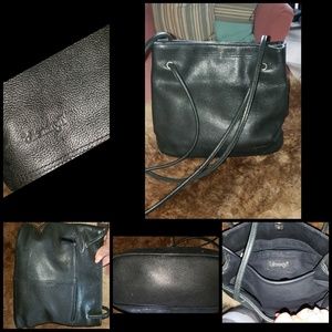 Black pebbled genuine leather bag